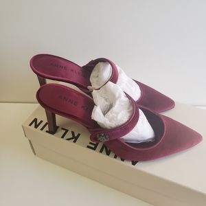 Burgundy velvet mule pump by Anne Klein